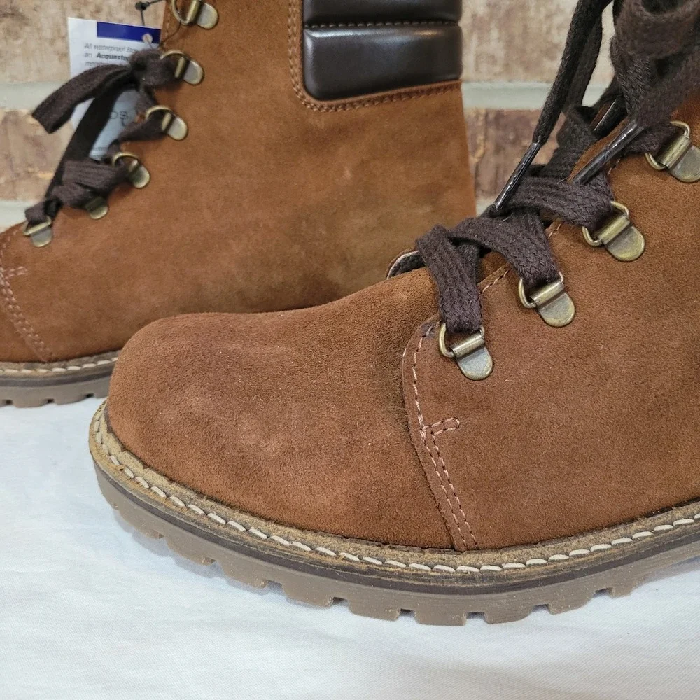 NEW Bos & Co Harper Brown Suede Waterproof Lace Up Boots Mens 42